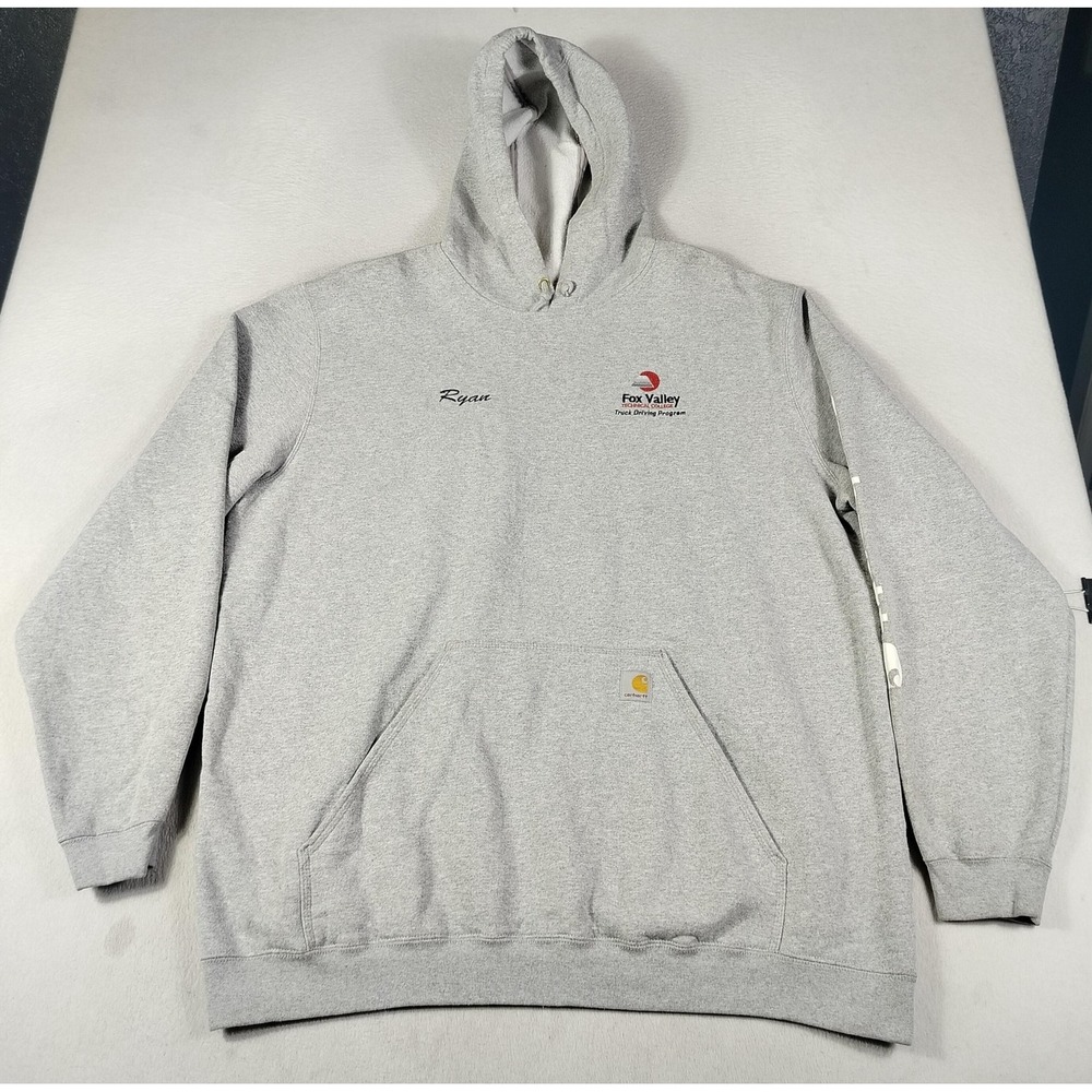 Carhartt Hoodie Sweatshirt Mens 2XLT Gray Fox Valley Truck Driving Program